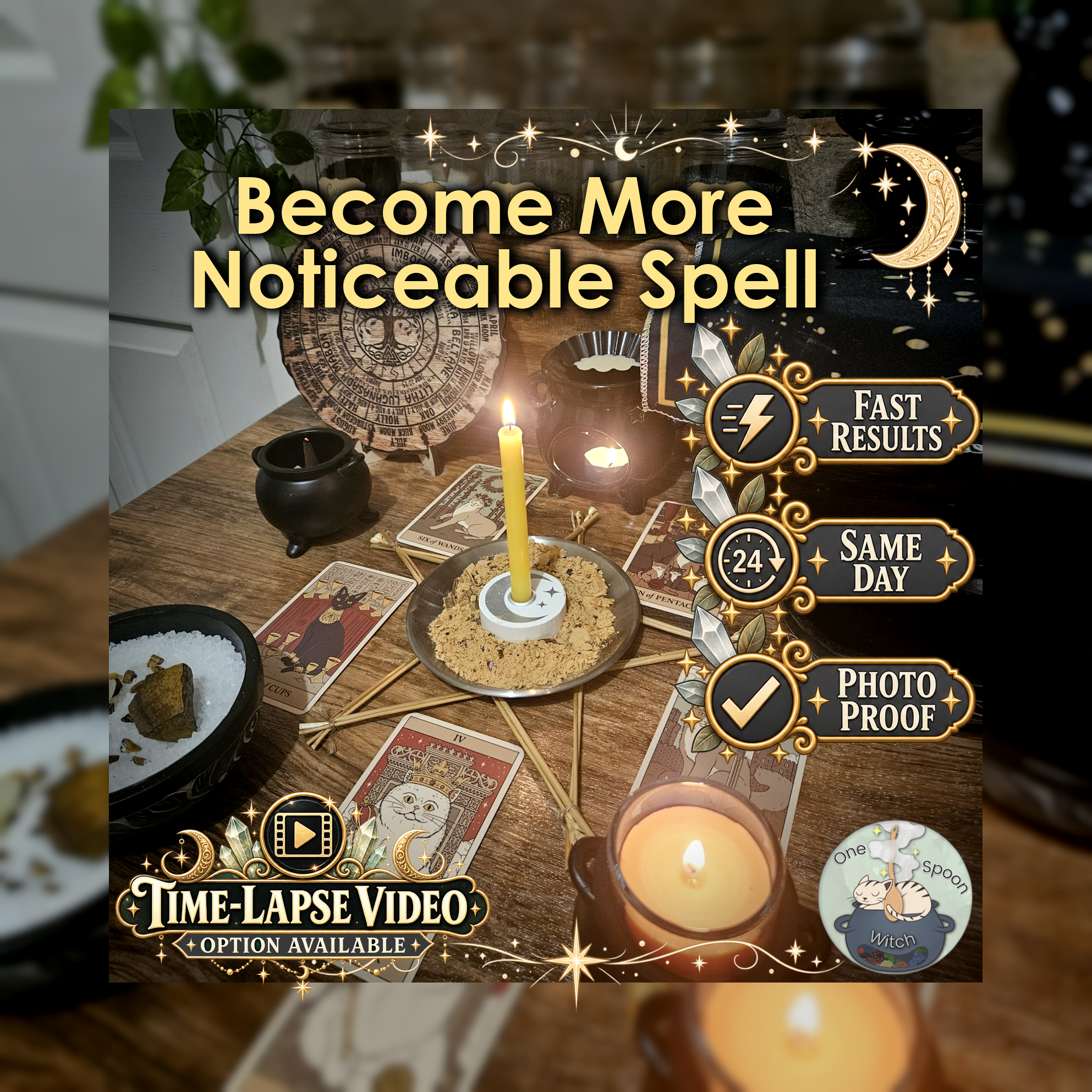 Become More Noticeable Spell - SAME DAY Casting for Visibility, Recognition, Confidence, Magnetism, Presence