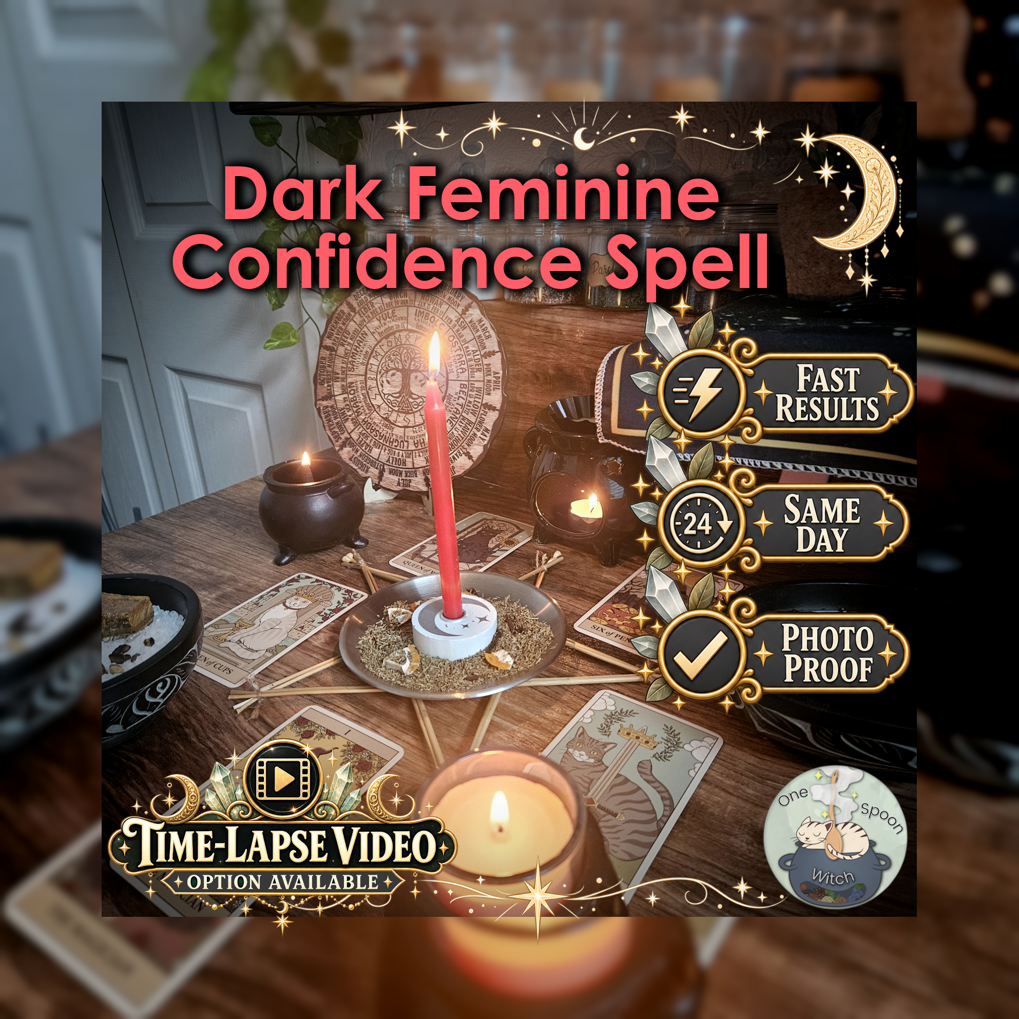 Dark Feminine Confidence Spell - SAME DAY Casting for Feminine Power, Confidence, Self-Worth, Magnetism, Boundaries