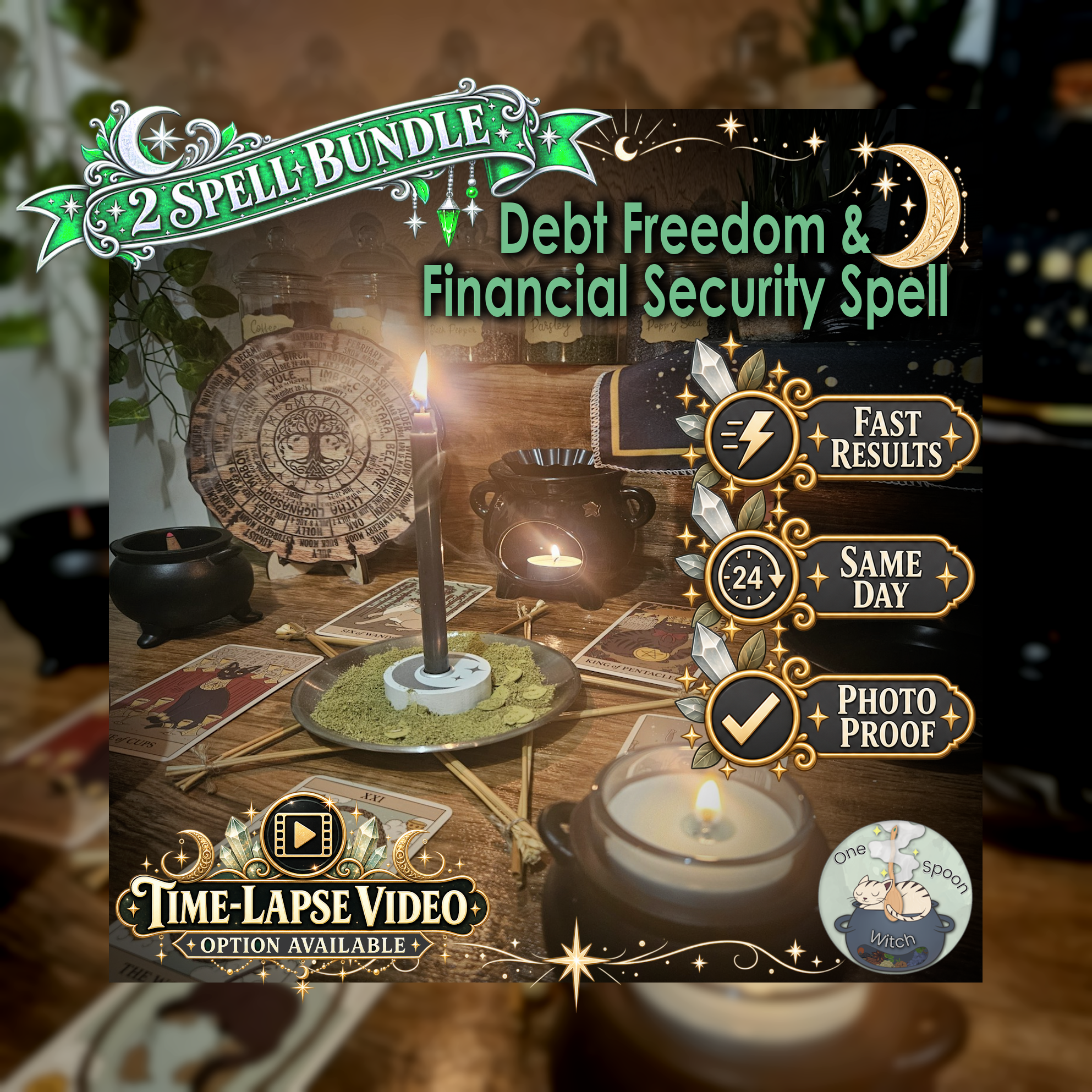 Debt Freedom & Financial Security Spell Bundle - SAME DAY Casting for Debt Freedom, Financial Security, Stability, Prosperity, Abundance