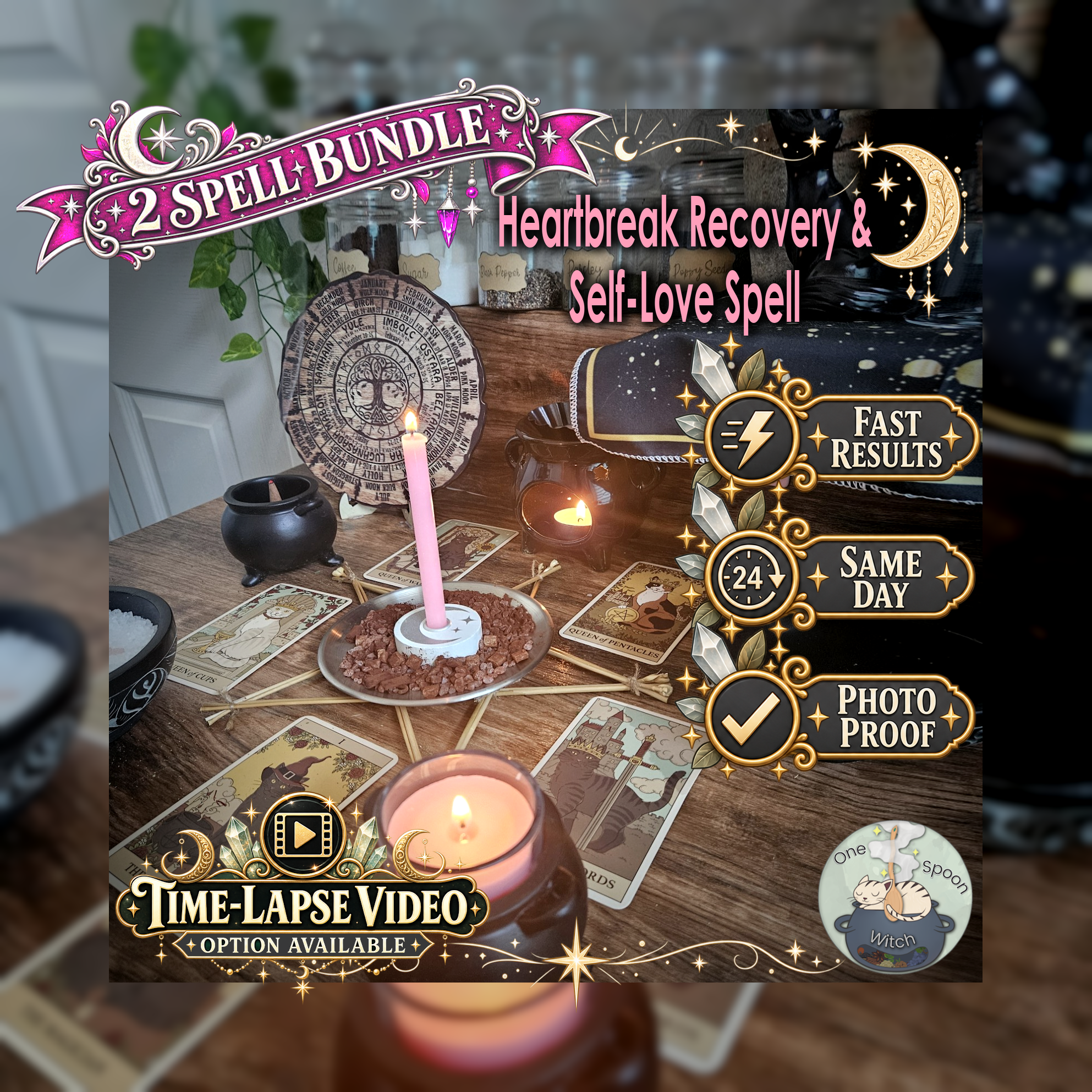 Heartbreak Recovery & Self-Love Spell Bundle - SAME DAY Casting for Recovery, Self-Love, Emotional Healing, Inner Peace, Self-Worth