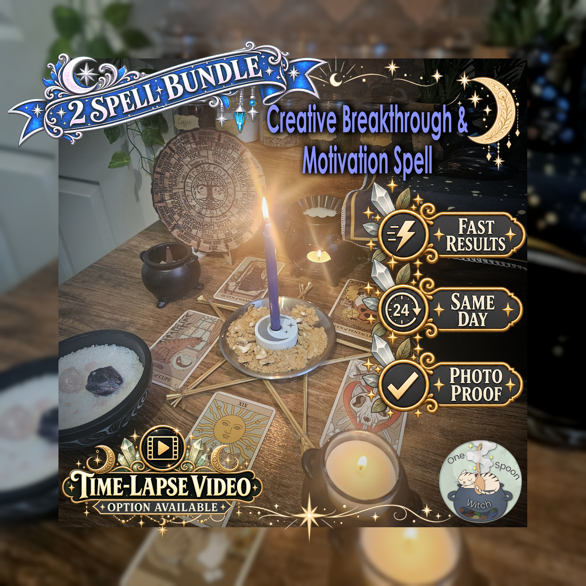 Creative Breakthrough & Motivation Spell Bundle - SAME DAY Casting for Creativity, Motivation, Inspiration, Creative Flow, Focus