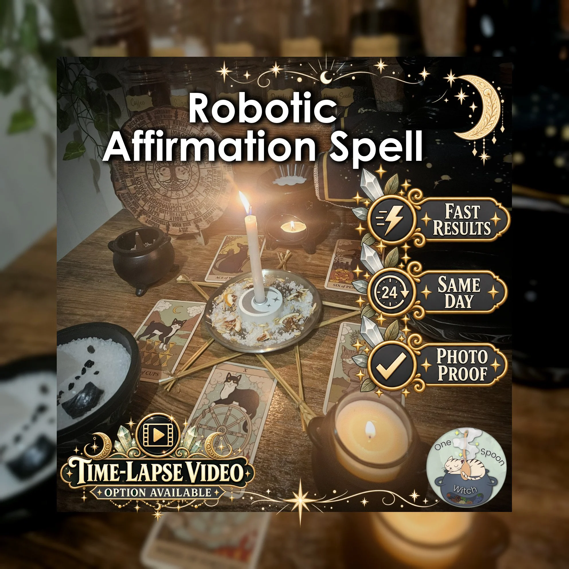 Robotic Affirmation Spell - SAME DAY Casting for Consistent Affirmations, Helpful Self-Talk, Focus & Self-Belief