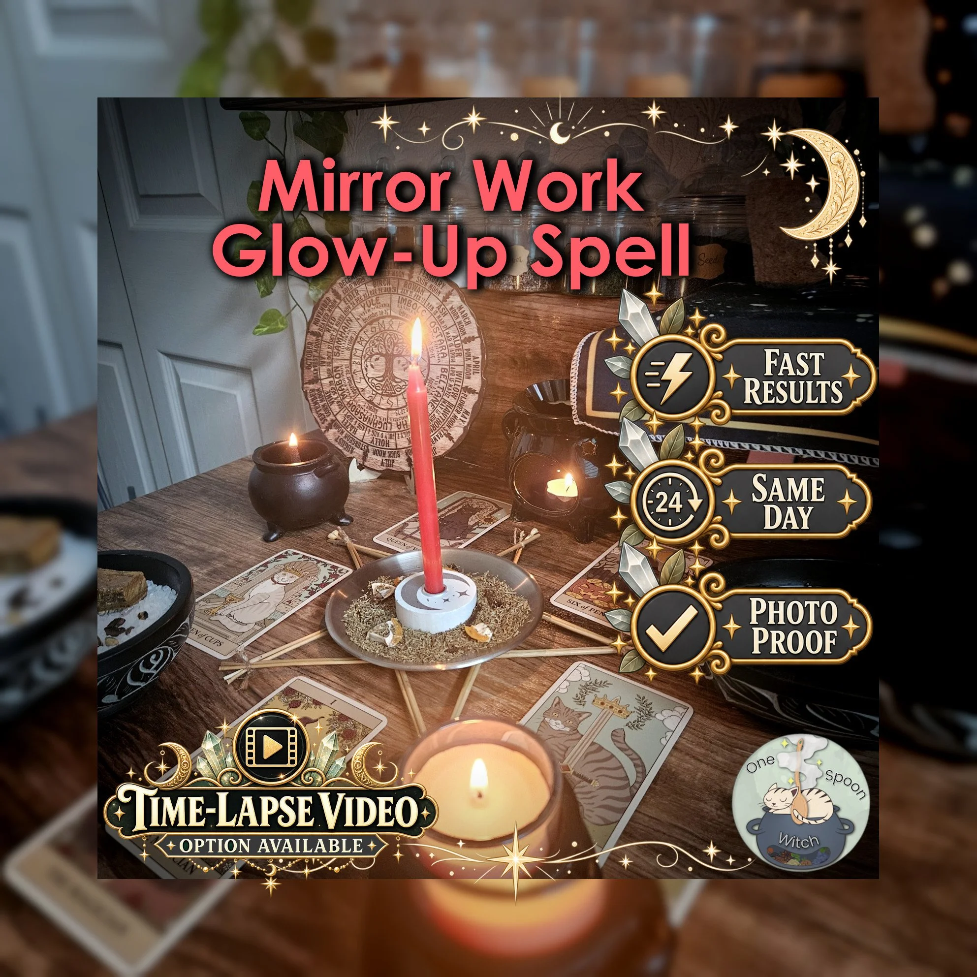 Mirror Work Glow-Up Spell - SAME DAY Casting for Mirror Affirmations, Self-Acceptance, Beauty Confidence & Self-Image