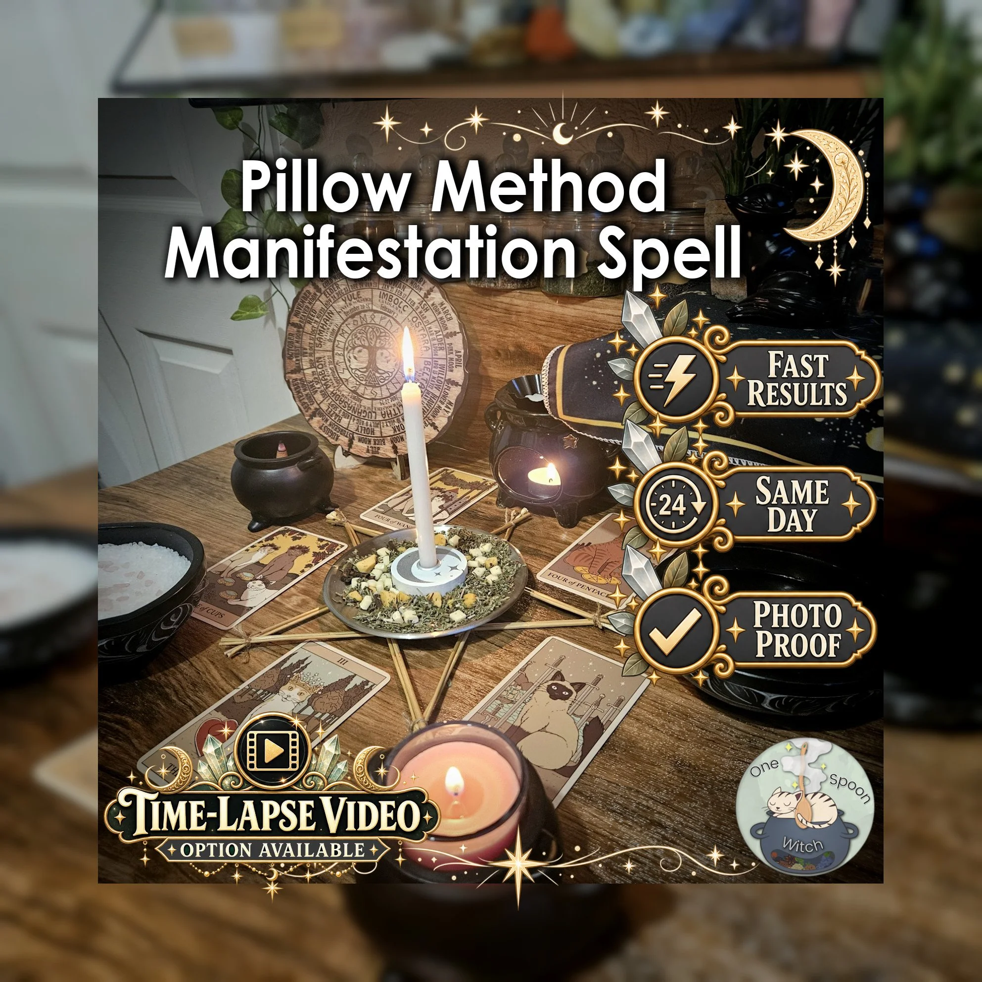 Pillow Method Manifestation Spell - SAME DAY Casting for Bedtime Intentions, Dream Journaling, Visualisation & Clarity