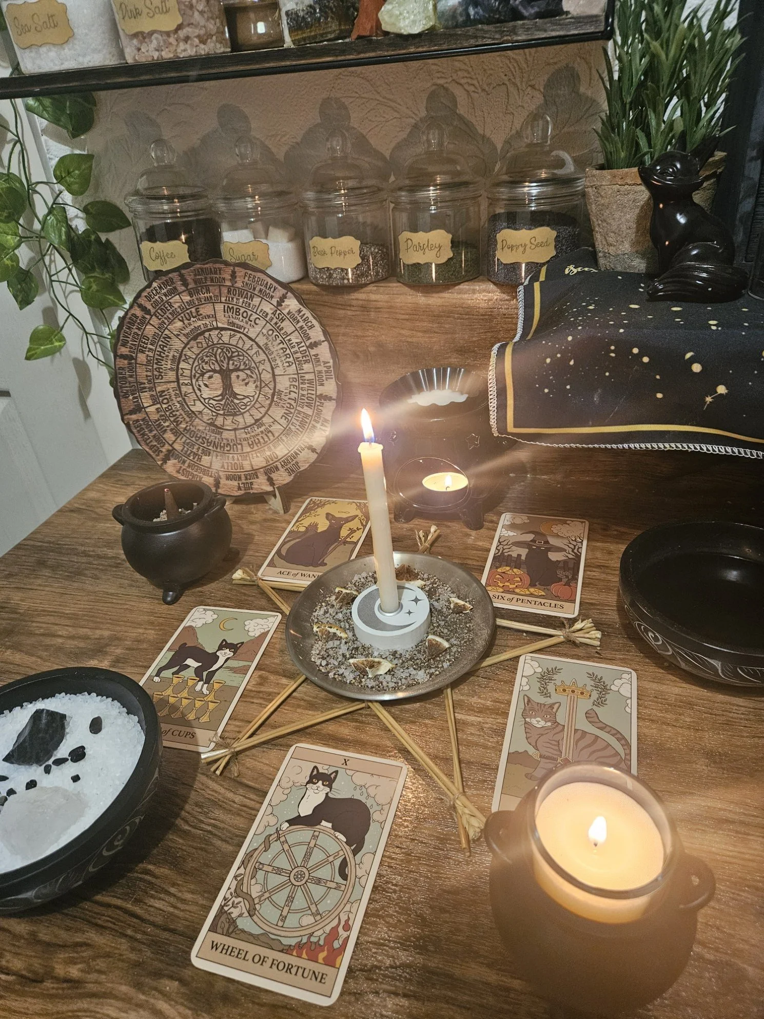 A detailed photo of the ritual setup and spell casting in progress for the Fresh Start cleansing and opportunity spell.