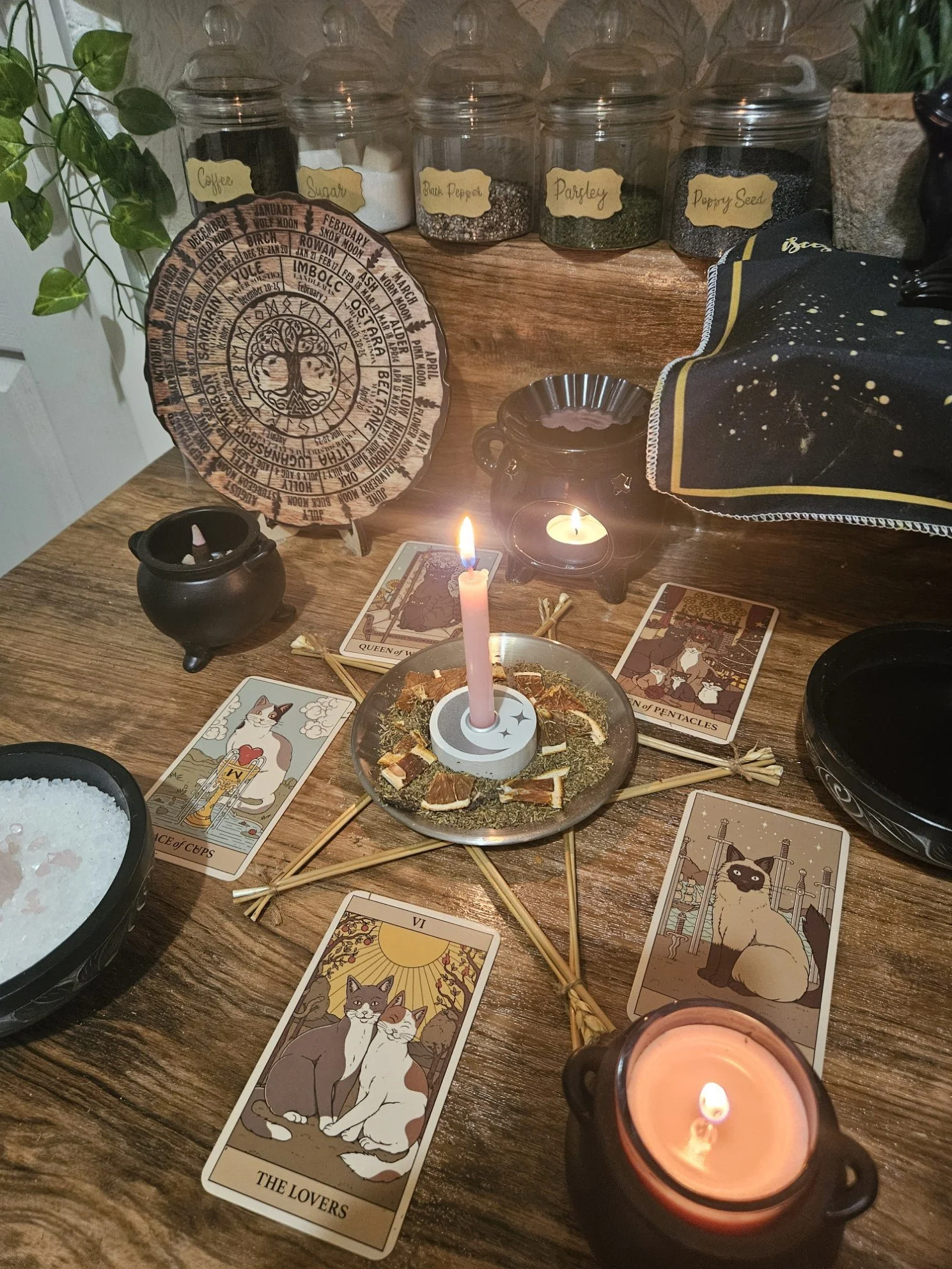 A detailed photo of the ritual setup and spell casting in progress for the Communication connection and relationship spell.