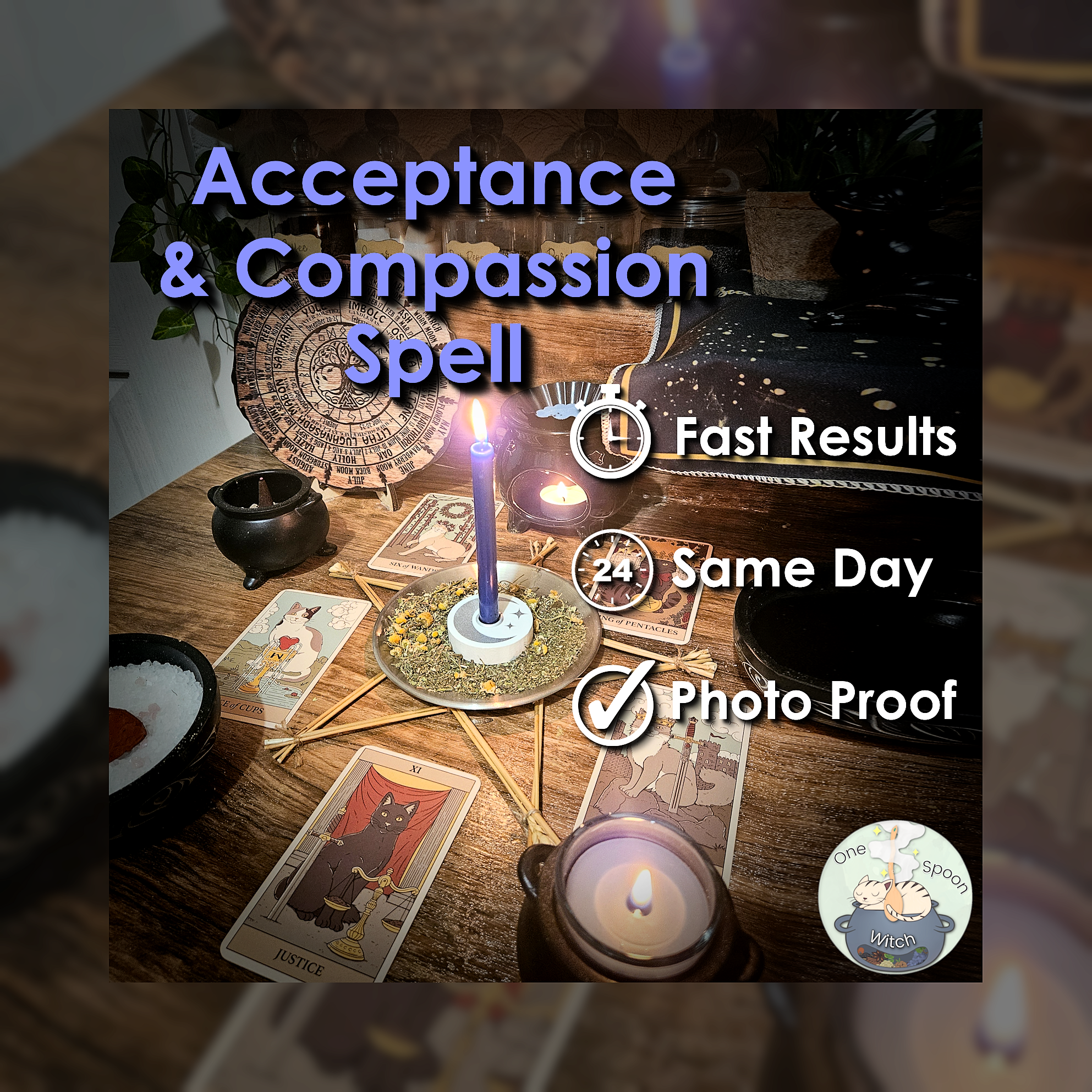Acceptance and Compassion Spell - SAME DAY Casting for Clarity, Faith, Protection, Victory, & Defence ⚖️