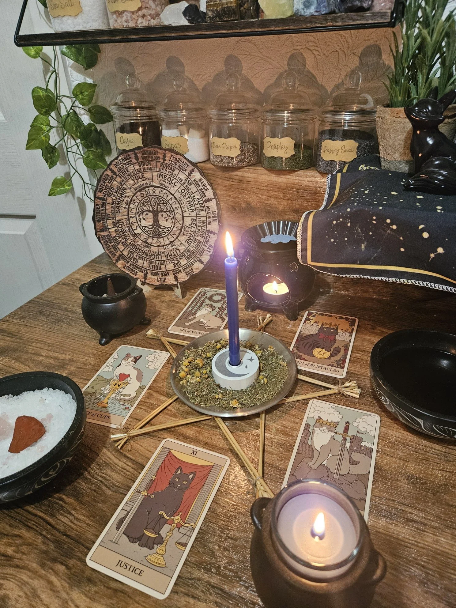 A detailed photo of the ritual setup and spell casting in progress for the Acceptance and Compassion faith and protection spell.