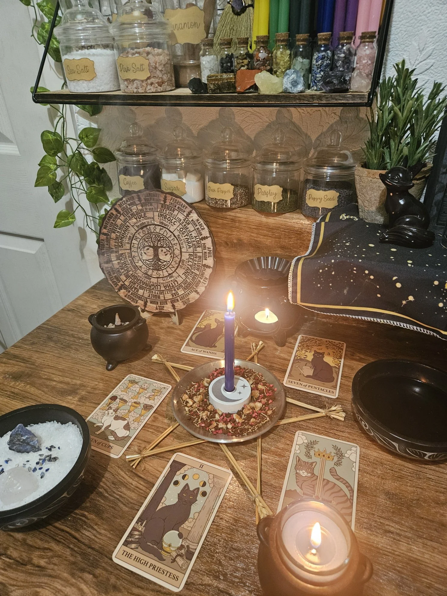 A detailed photo of the ritual setup and spell casting in progress for the Emotional Clarity focus and motivation spell.