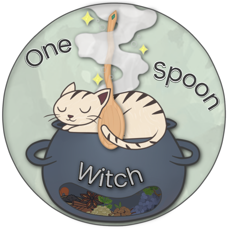 The official logo for OneSpoonWitch, representing authentic white magick same day spell casting, ritually bound amulets, and spirit servitor energy work.