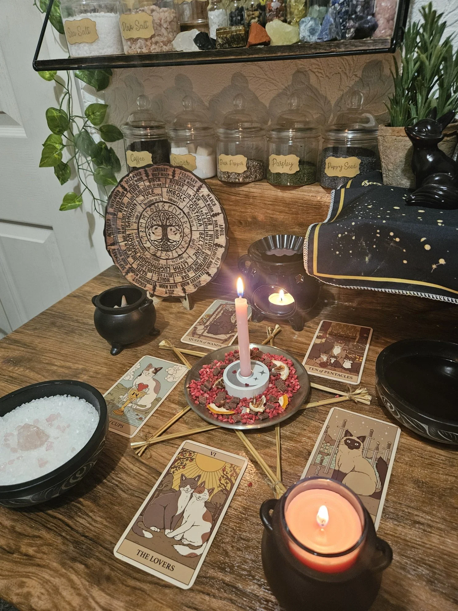 A detailed photo of the ritual setup and spell casting in progress for the Apology and Forgiveness trust and communication spell.