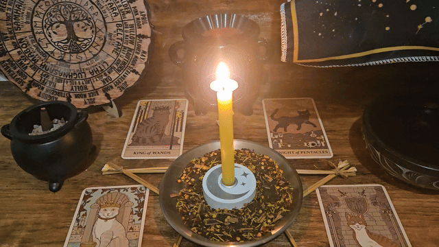 A close-up video showing the same-day ritual and spell casting in progress for the Self-Discipline and Willpower Spell.
