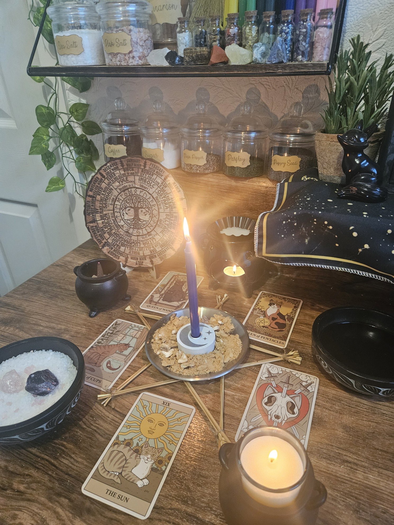 A detailed photo of the ritual setup and spell casting in progress for the Health and Healing energy and protection spell.