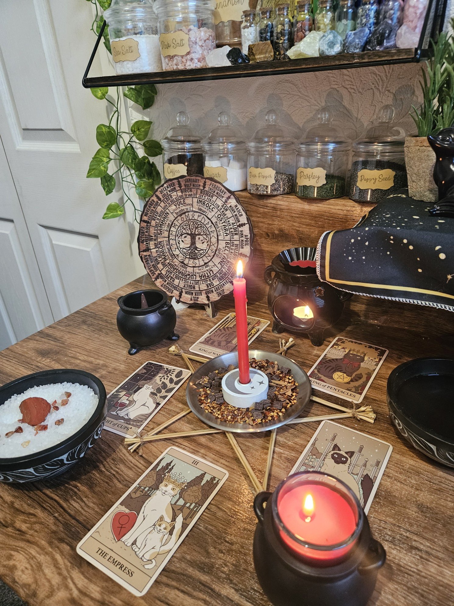 A detailed photo of the ritual setup and spell casting in progress for the Obsession attraction and chemistry spell.