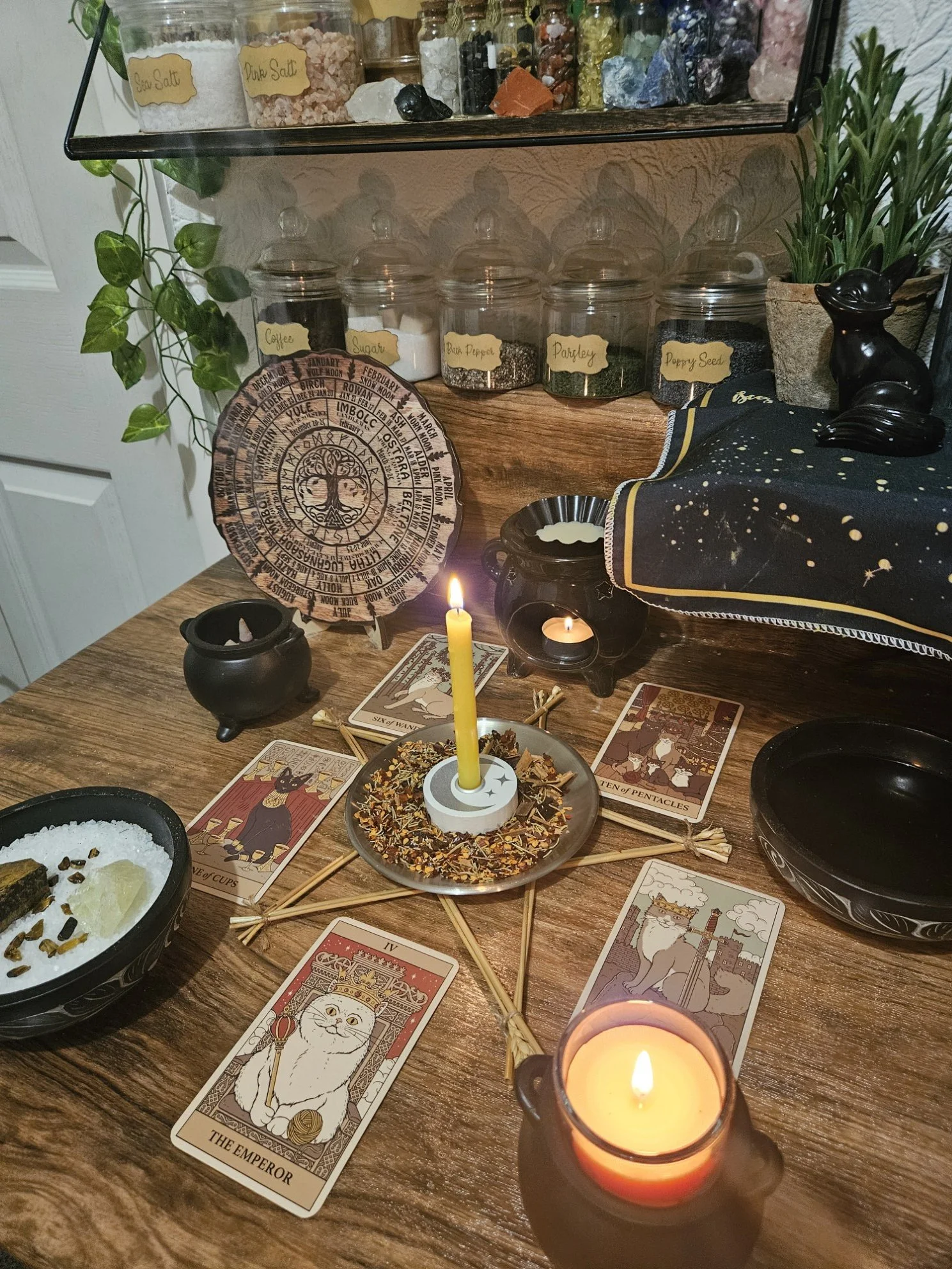 A detailed photo of the ritual setup and spell casting in progress for the Popularity and Respect recognition and success spell.