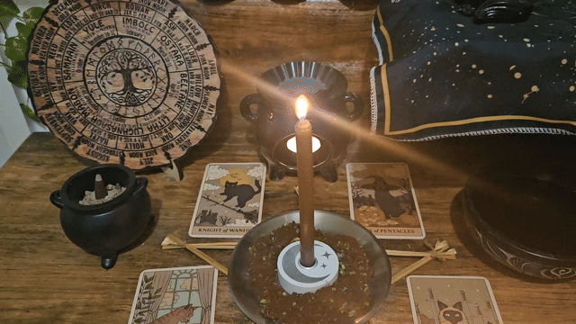 A close-up video showing the same-day ritual and spell casting in progress for the Chakra Balance and Energy Spell.