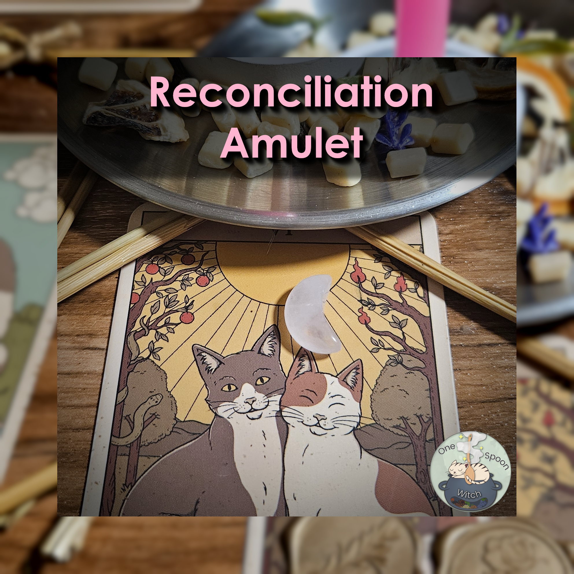 Ritually Bound Reconciliation Amulet - Magnet for Trust, Communication, Connection, Loyalty, Friendship (Tiny Rose Quartz Moon Crystal Vessel) 🩷