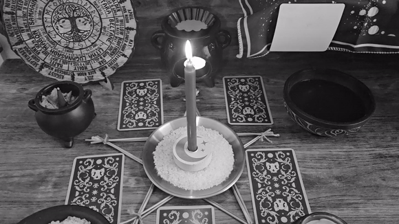 A close-up video showing the custom same-day ritual and multi-spell casting process in progress.