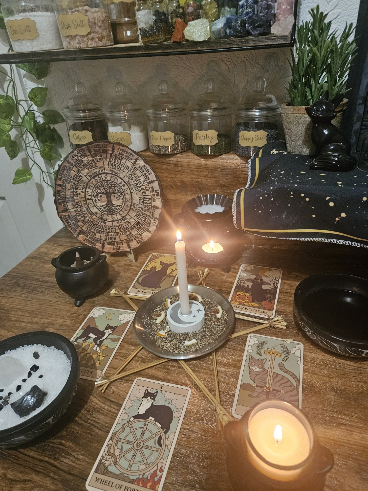 A detailed photo of the ritual setup and spell casting in progress for the Regret reconciliation and forgiveness spell.