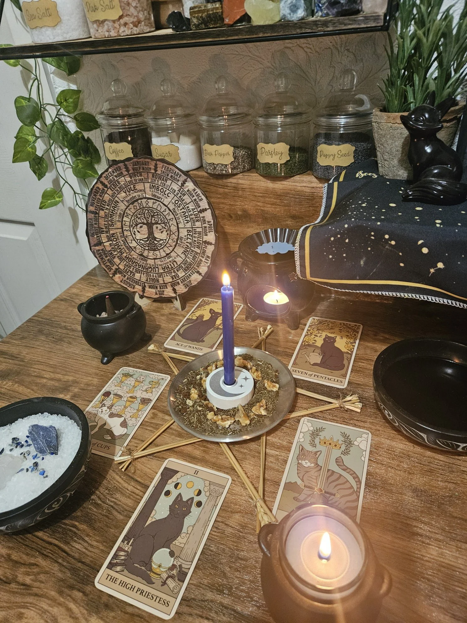 A detailed photo of the ritual setup and spell casting in progress for the Inspiration and Creativity motivation and focus spell.