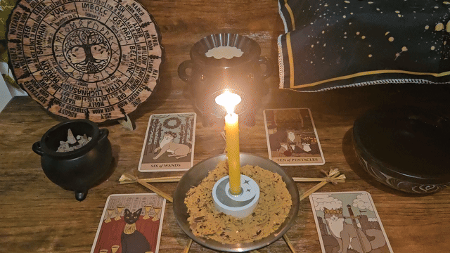 A close-up video showing the same-day ritual and spell casting in progress for the Fame and Adoration Spell.