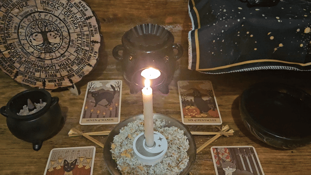 A close-up video showing the same-day ritual and spell casting in progress for the Emotional Balance Spell.