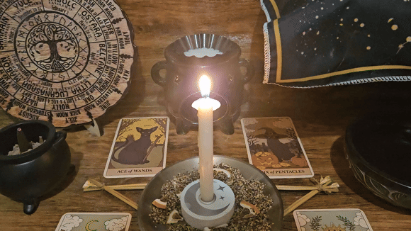 A close-up video showing the same-day ritual and spell casting in progress for the Regret Spell.