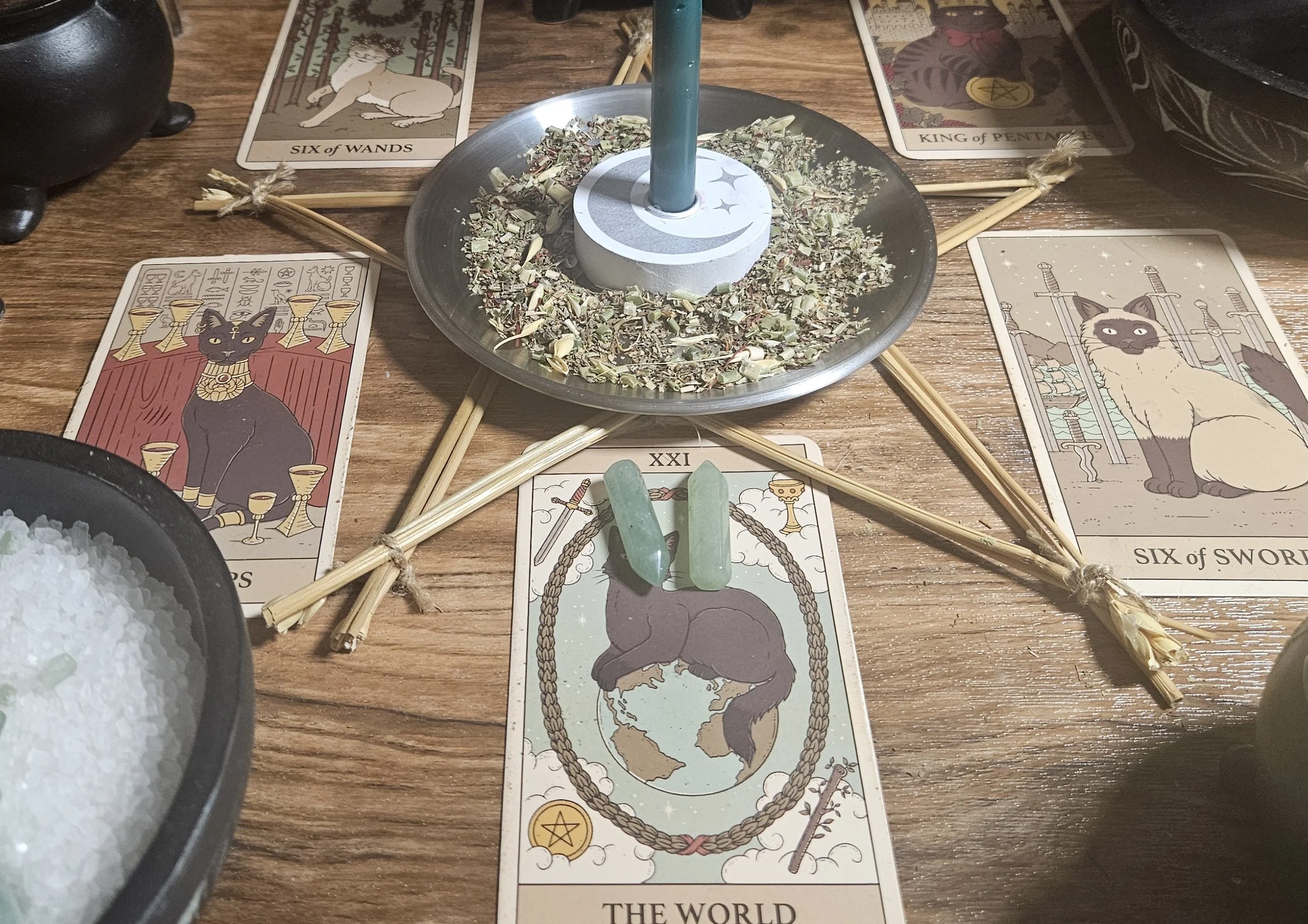A close-up of the optional upgrade amulet featuring a small, polished green aventurine crystal tower pendant for the Career and Job Spell.