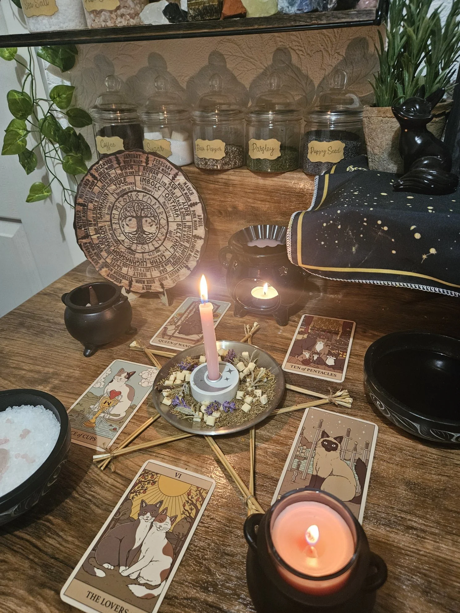 A detailed photo of the ritual setup and spell casting in progress for the Choose Me and Loyalty trust and connection spell.