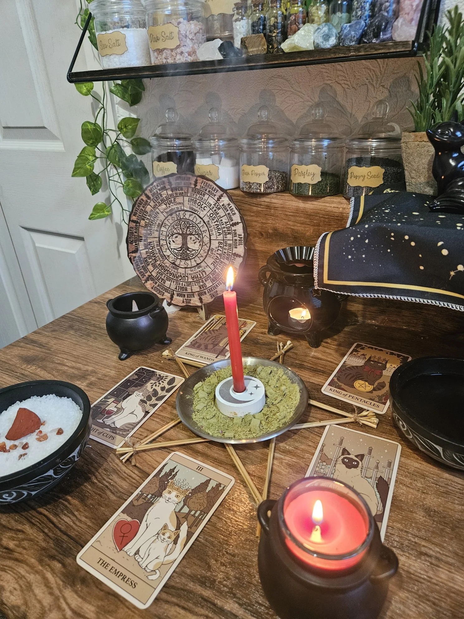 A detailed photo of the ritual setup and spell casting in progress for the Sensuality and Attraction passion and seduction spell.