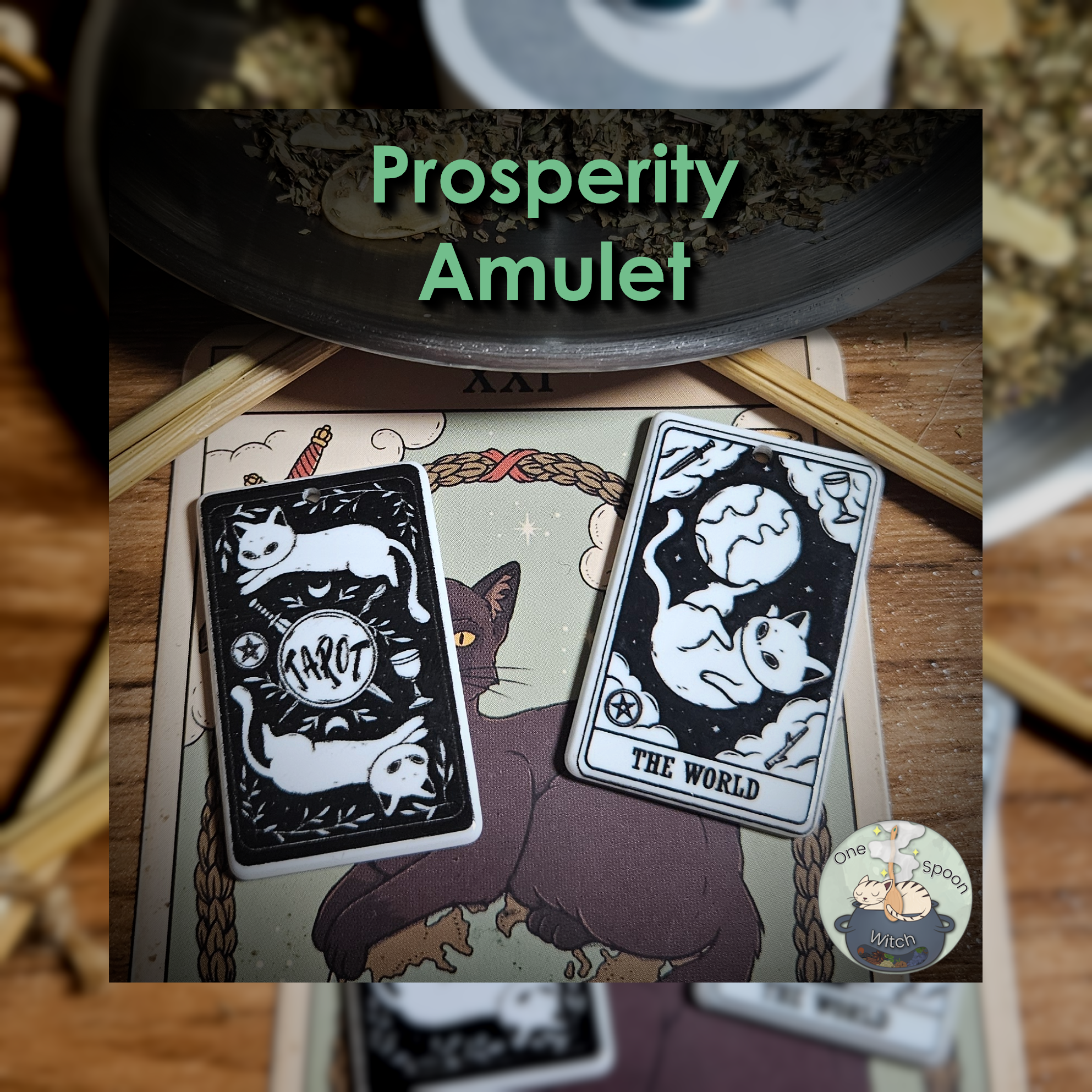 Ritually Bound Prosperity Amulet - Magnet for Financial Abundance, Success, Wealth, Opportunity, Fortune (Cat Tarot Charm Vessel) 💫