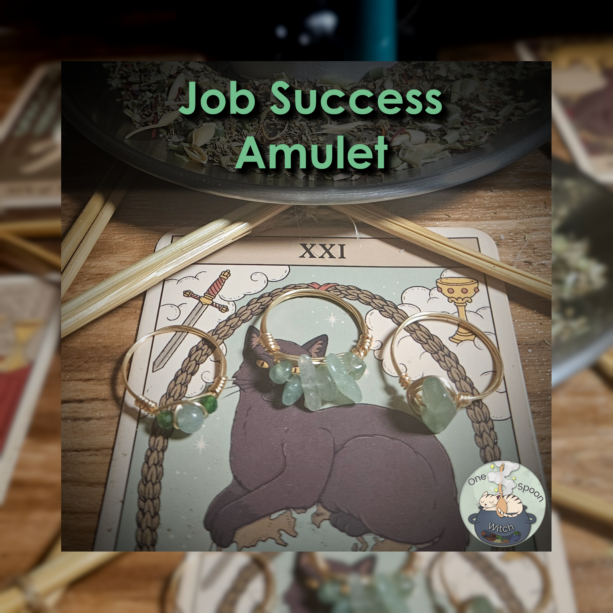 Ritually Bound Job Success Amulet - Magnet for Financial Success, Wealth, Prosperity, Opportunity, Fortune (Aventurine Ring Vessel) 💫