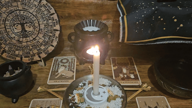 A close-up video showing the same-day ritual and spell casting in progress for the Blockage Removal Spell.