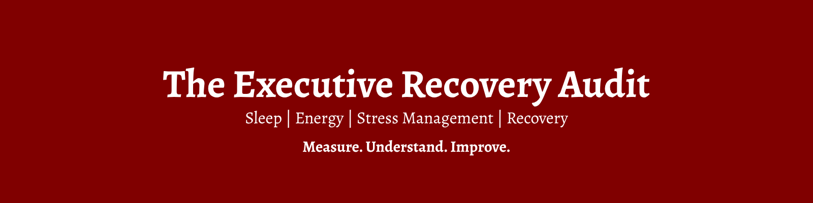 Executive Recovery Audit by Specimen Training, a science-backed assessment that measures sleep, energy, stress management, and recovery to help high-achieving professionals improve performance and well-being.