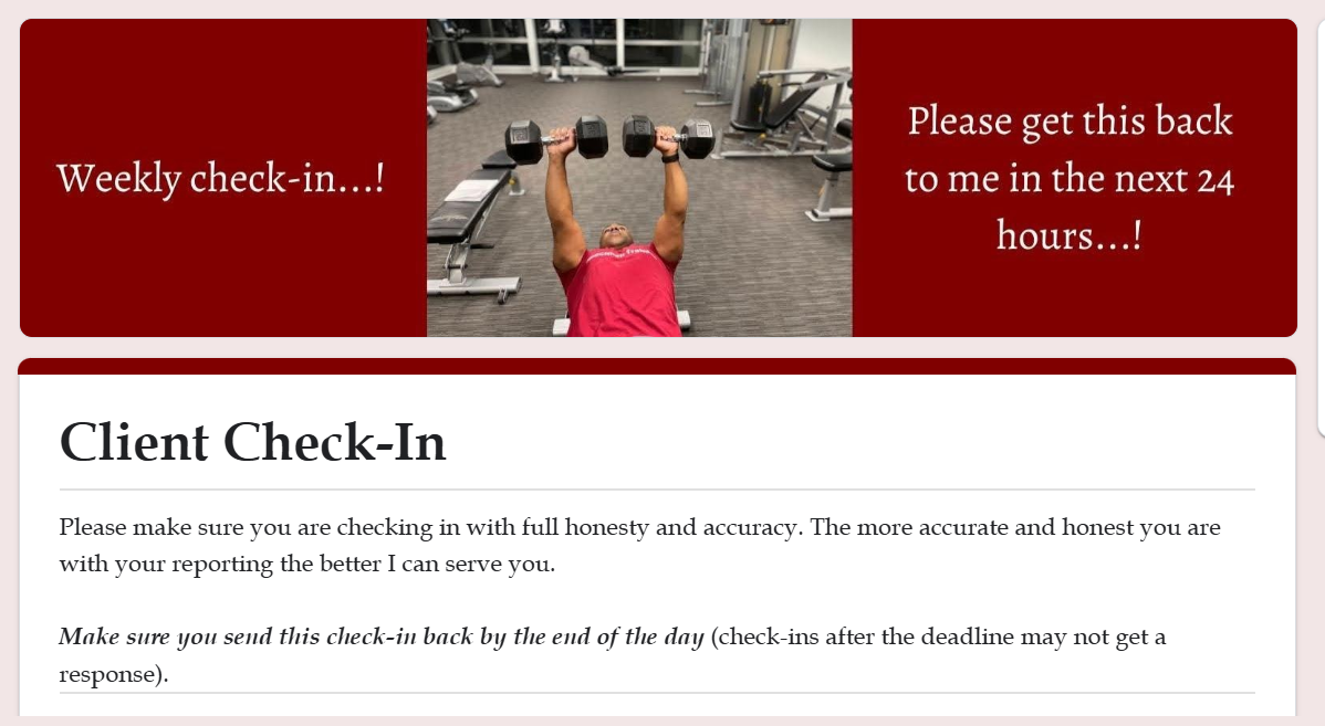 Client weekly check-in