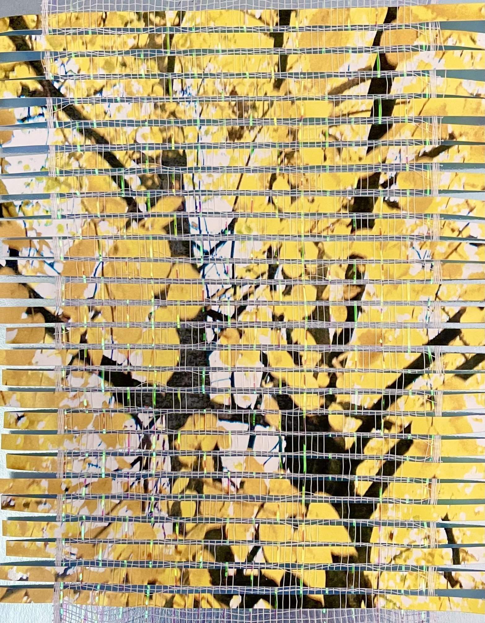 Autum Leaves Like Gold 8"x10" Paper Weaving with Mesh