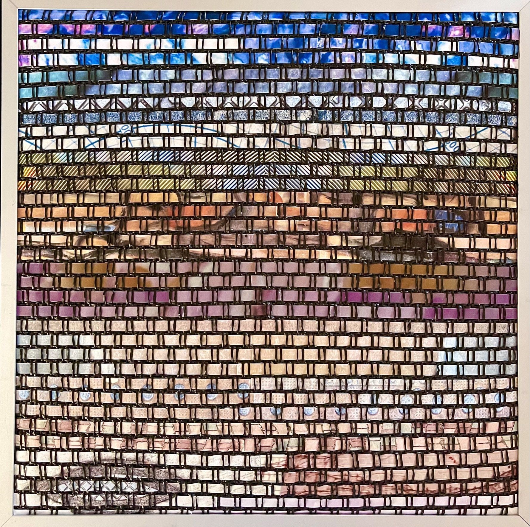 Leftover Landscape 13"x13" Paper Weaving with Mesh