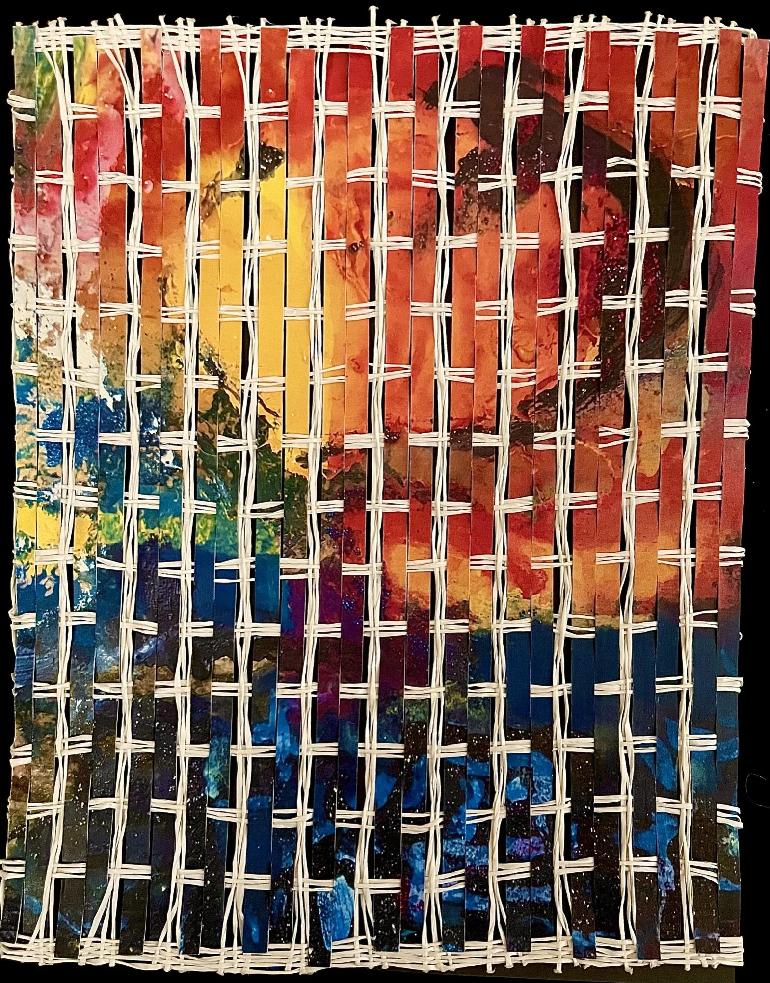 Black Hole Sun 8"x10" Paper Weaving with Mesh