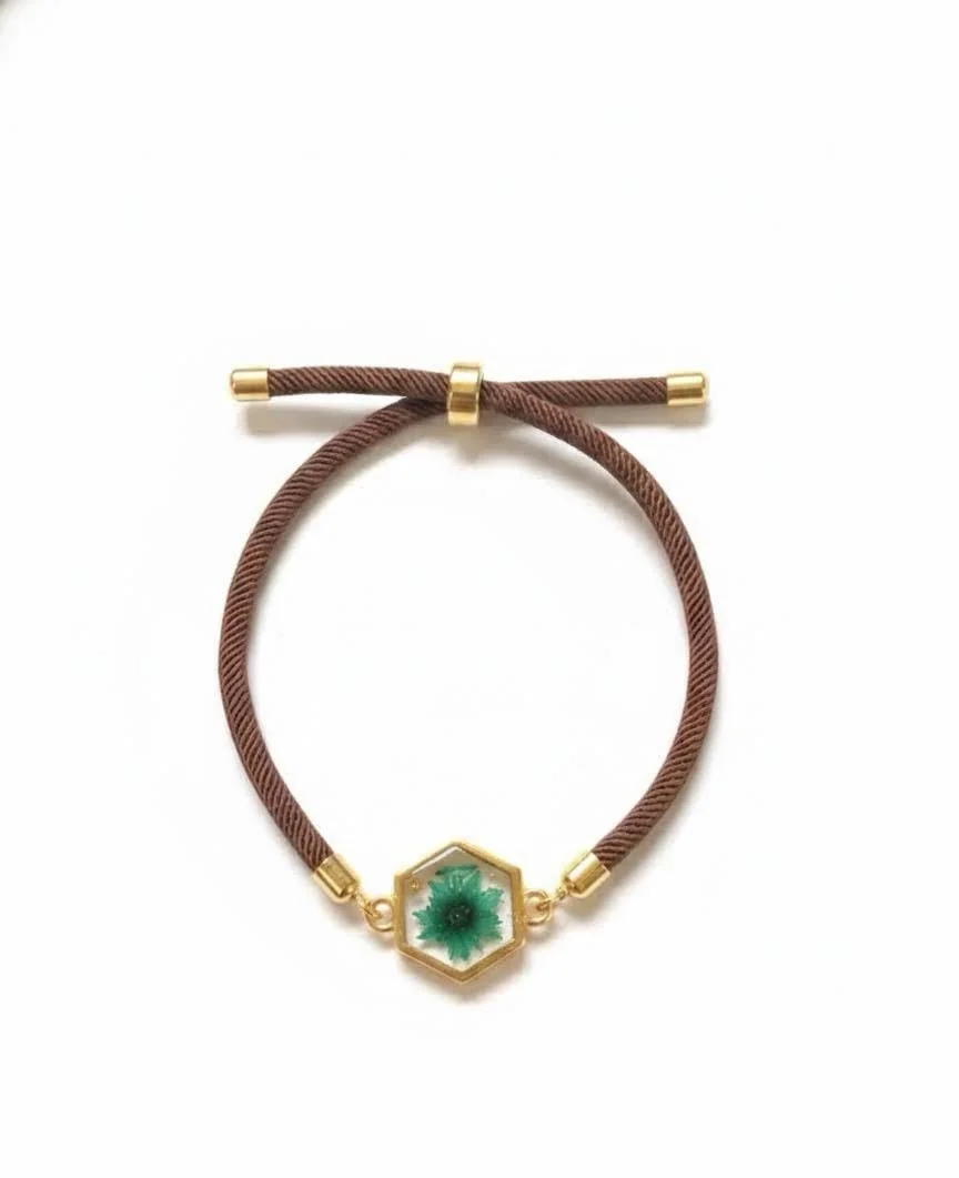 Turquoise Floral Slider Cord Bracelet