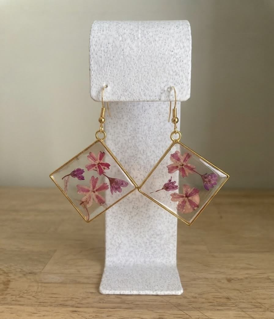 Pink & Purple Floral Large Diamond Drop - July 2026