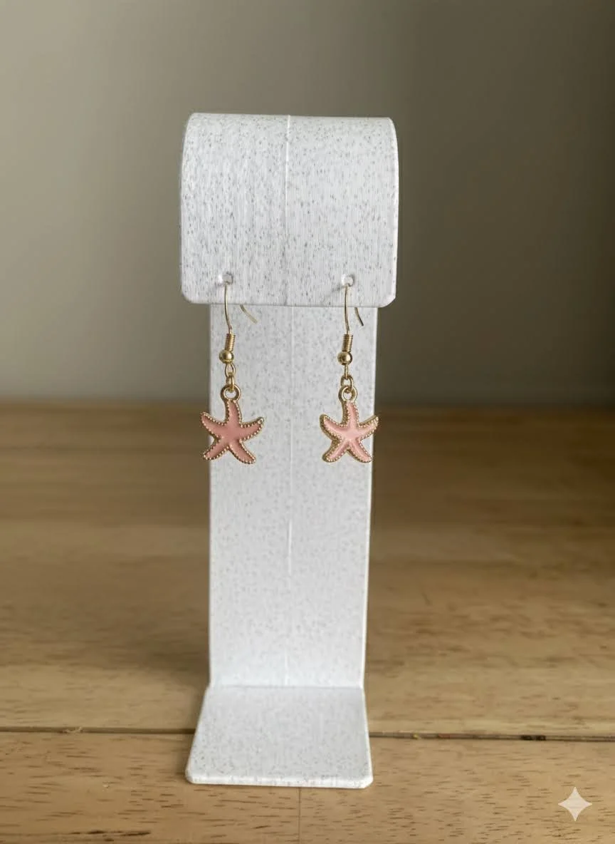 Pink Starfish Drop Earring