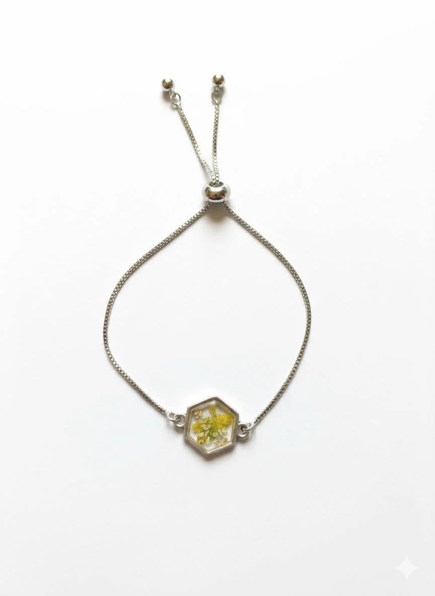 Yellow and White Floral Slider Chain Bracelet