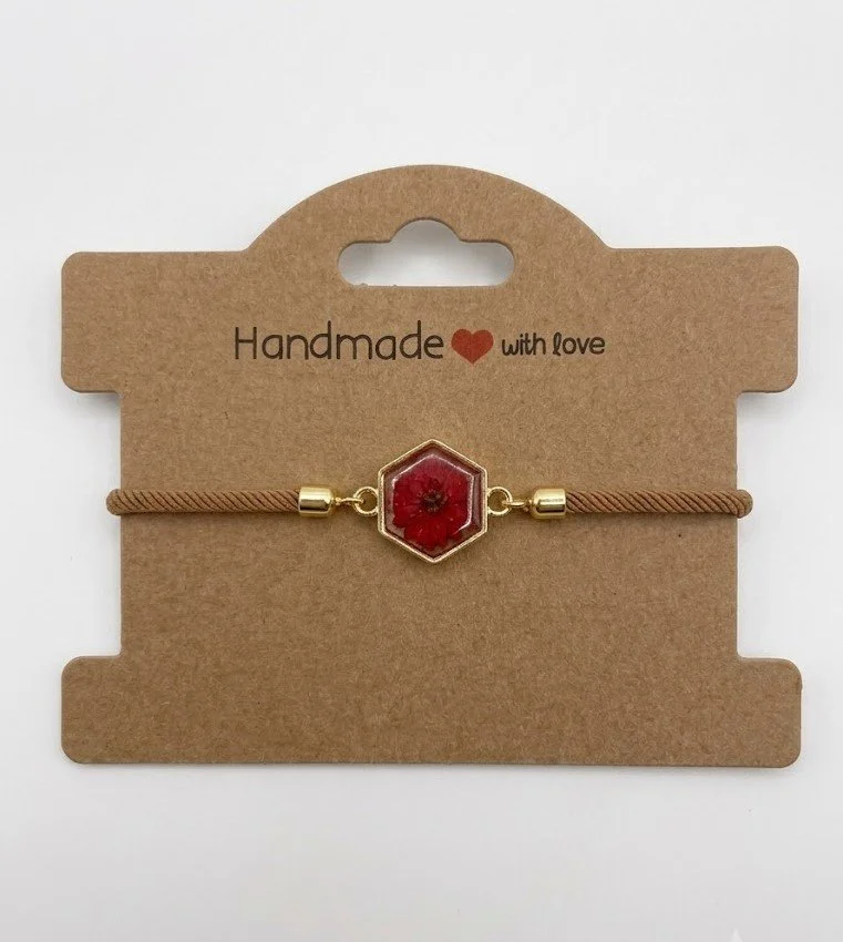 Red Floral Slider Cord Bracelet