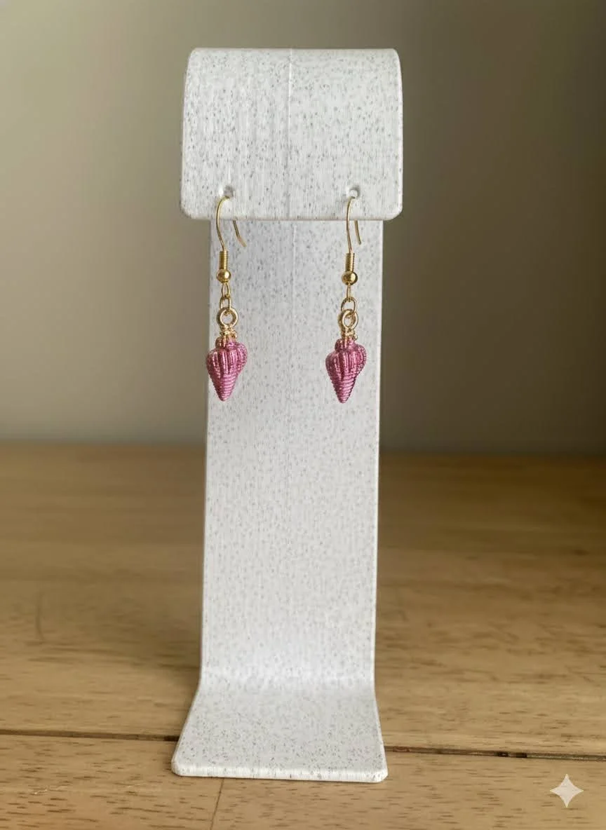 Pink Conch Shell Drop Earring