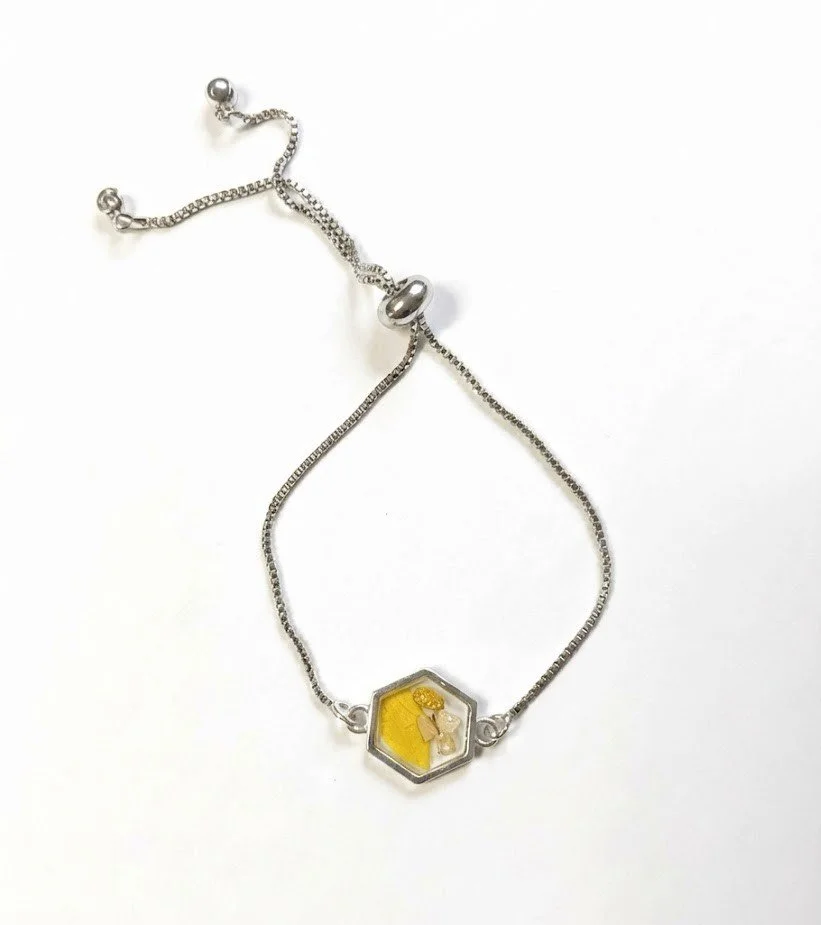 Yellow & White Floral Slider Chain Bracelet