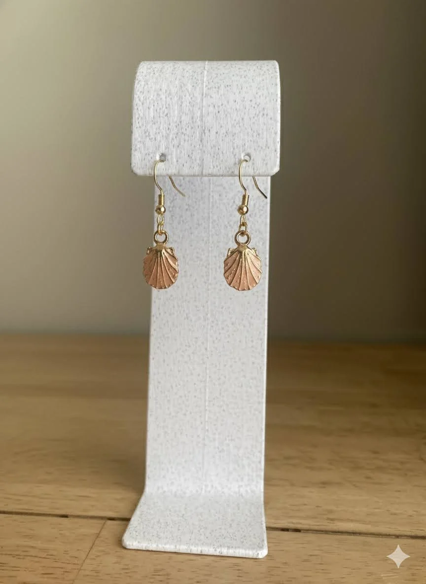 Peach Scallop Shell Drop Earring