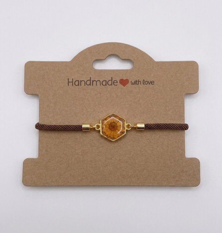 Orange Floral Slider Cord Bracelet