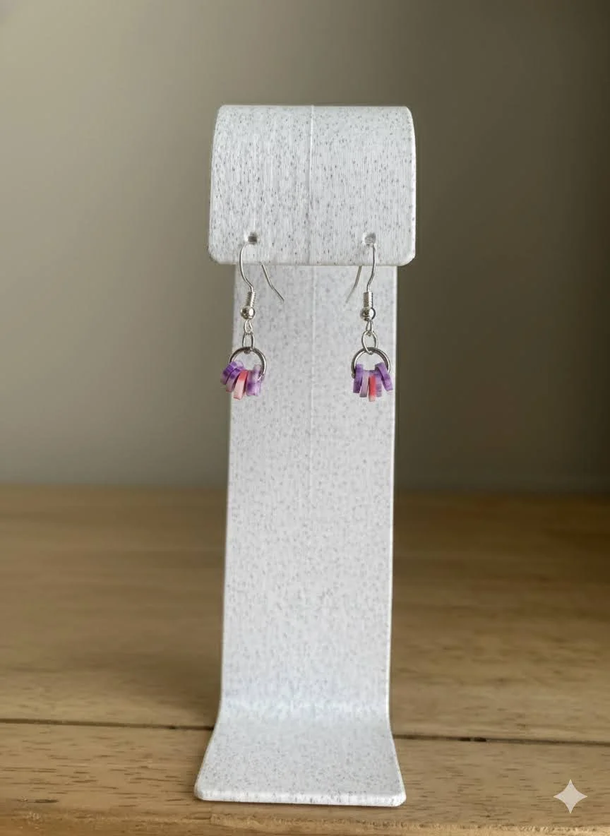 Pink & Purple Heishi Bead Drop Earring