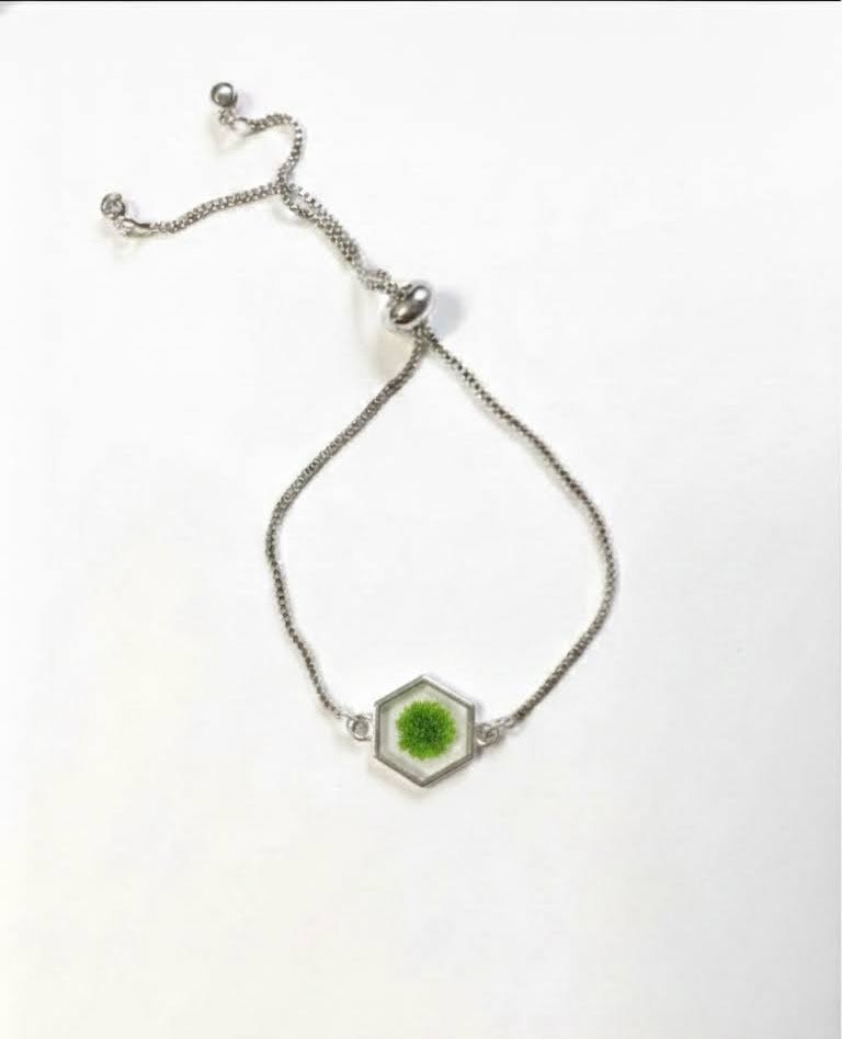 Green Floral Slider Chain Bracelet