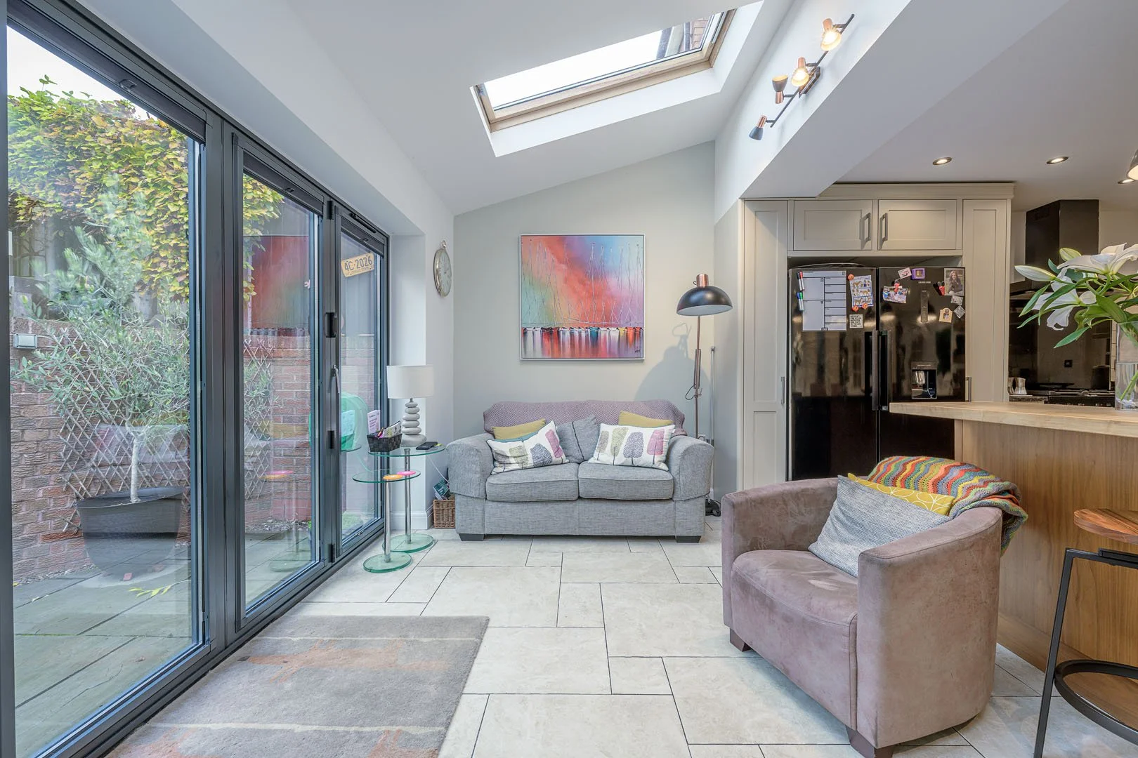 modern kitchen sitting area